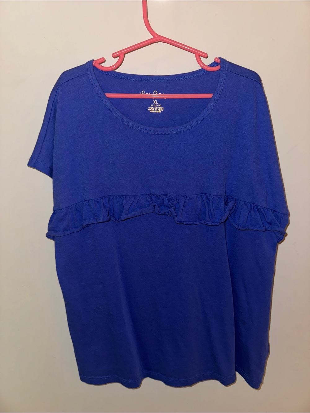 Lilly Pulitzer Cobalt Blue Short Sleeve Ruffle Tee